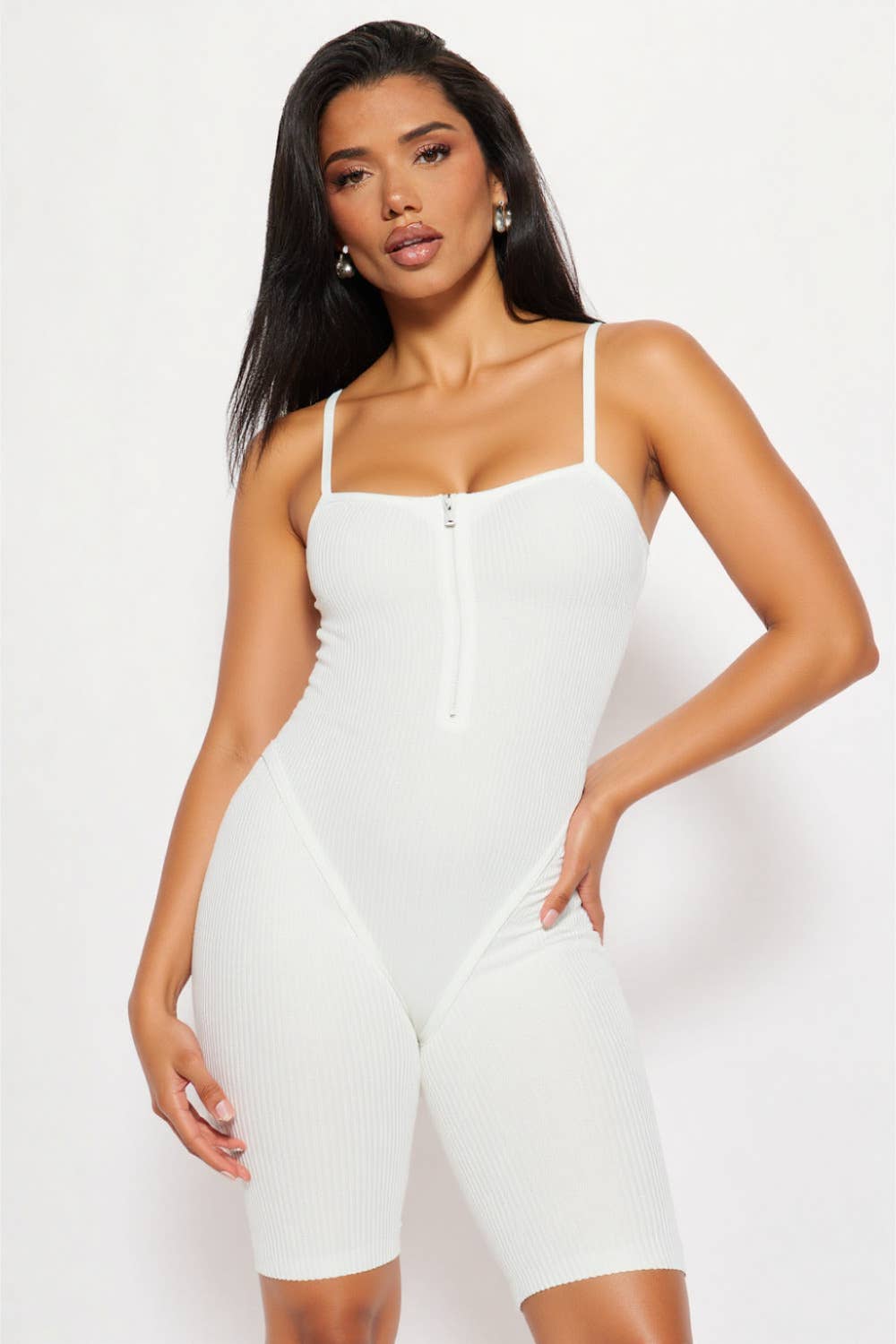 5besties inc - Wholesale Romper - Women's - Zipper Front Knit Romper1