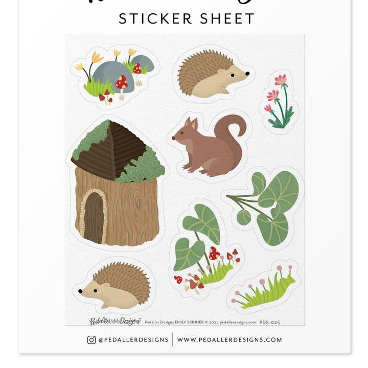 Skogsdjur Klistermärkesark för wholesale av Pedaller Designs