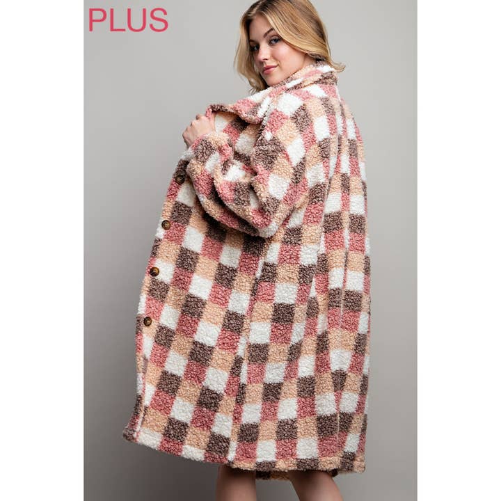 PLUS PLAID TEDDY OVERSIZE JACKET for wholesale by Sweet Generis