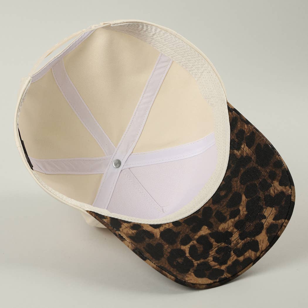 Fashion City - Wholesale Trucker Hat - Unisex - Cowboy Embroidered Patch Leopard Brim Trucker Hat4