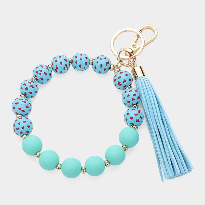 Sensibling Corp. - Wholesale Keychain Bracelet - Heart Patterned Beaded Tassel Keychain / Bracelet