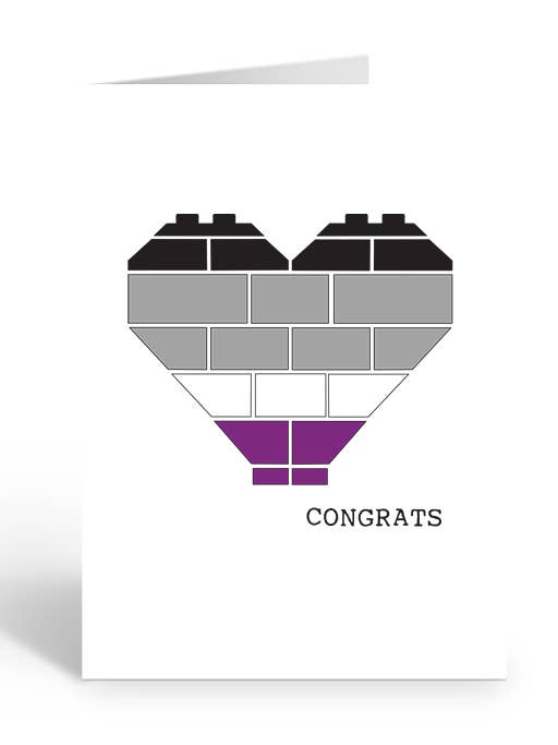 ASEXUAL CONGRATS BRICK HEART wenskaart voor wholesale door Two Brides Presents