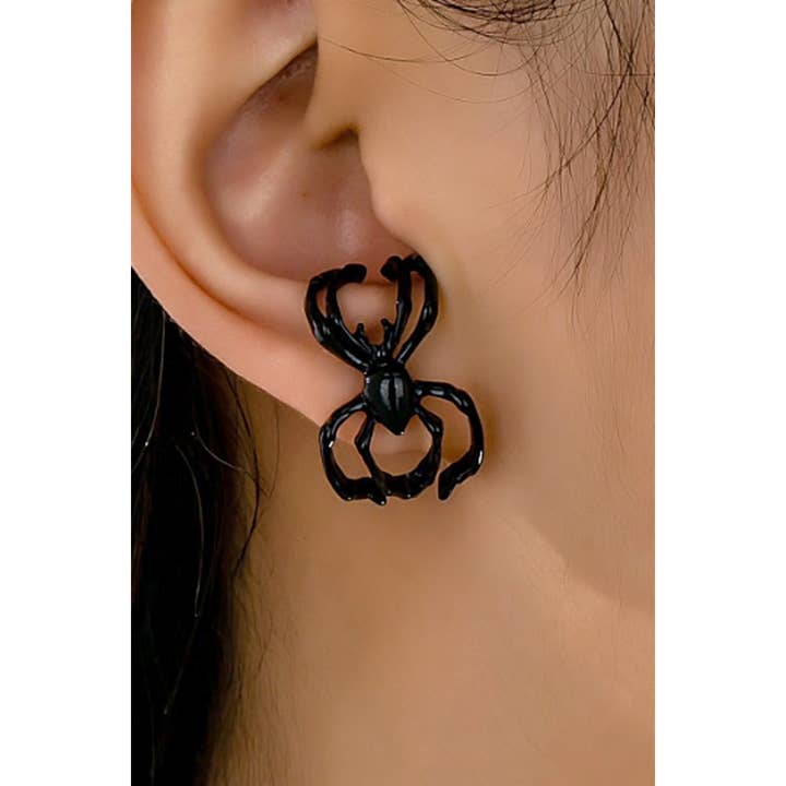 BLACK SPIDER EAR HUGGIES for wholesale by Girly