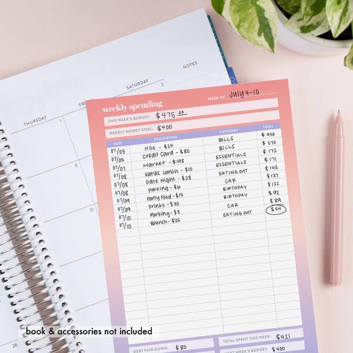Erin Condren Design - Wholesale Notepad - Budget Tracker Notepad - 50 sheets