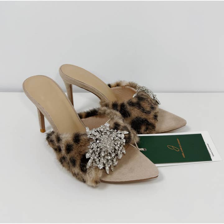 JL44 Umweltfreundlicher Pelz & Strass Spitzpumps für den Großhandel von JanL Ladies Shop