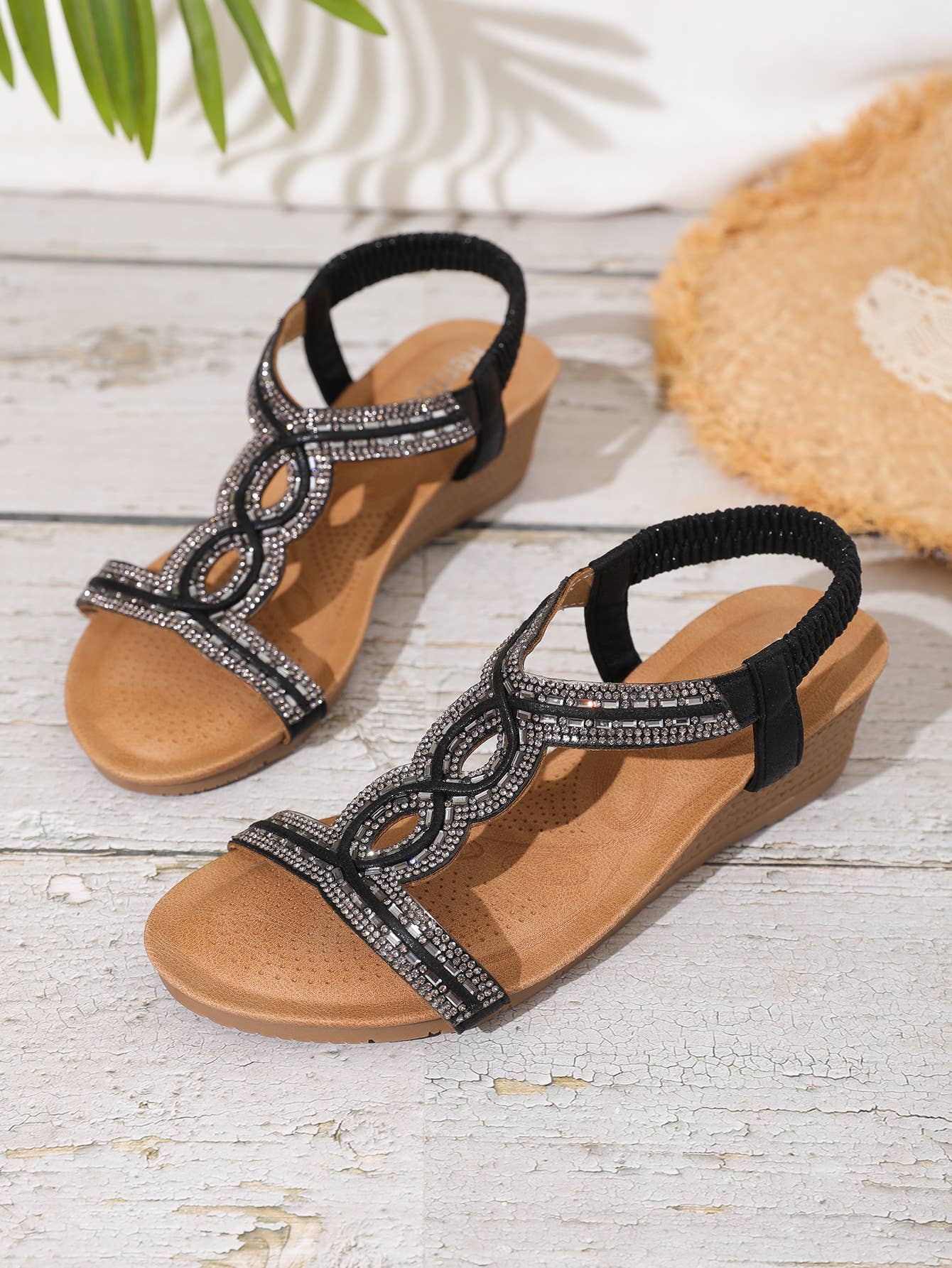 Rentoes – wholesale Sandals – Women's – Ladies' Full Diamante Braided Strap Wedged Sandal JS698-314