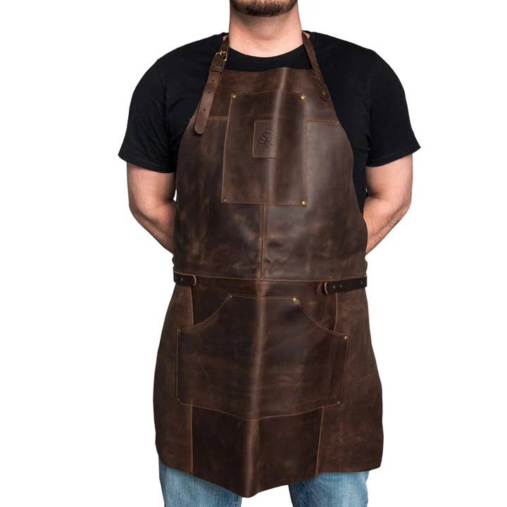 AP2X - Adjustable Brown Leather Work Apron for wholesale by BeaverCraft