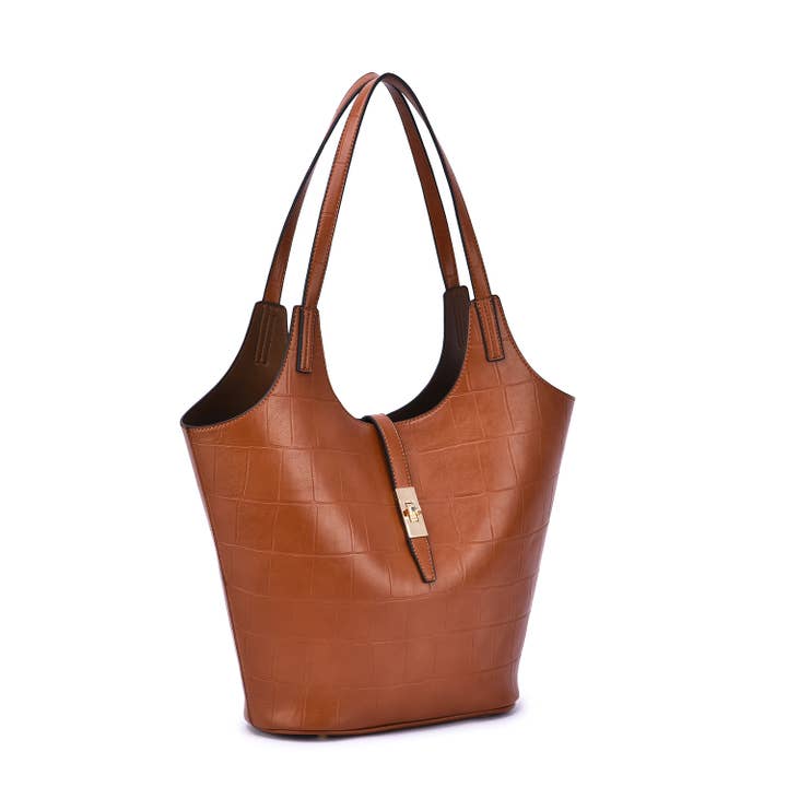 Mellow World - Wholesale Tote Bag - Women's - Clio 2-in-1 Croc Embossed Tote5