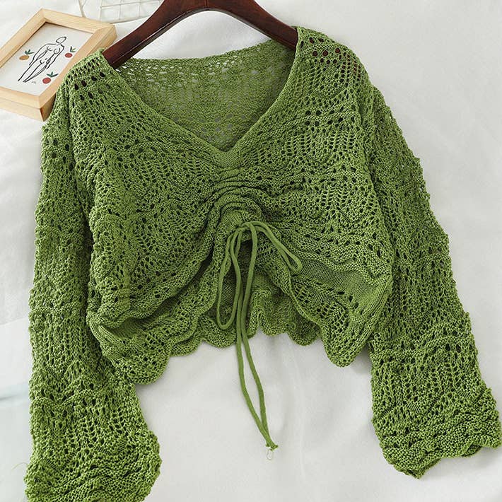 Hope & Sunshine - Wholesale Knit Sweater - Women's - Hollow Knit Drawstring Pullover16