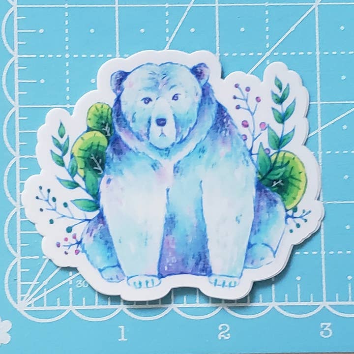 Autocollant en vinyle mat découpé à la forme Blue Bear pour la vente par Fairytale Fox Designs