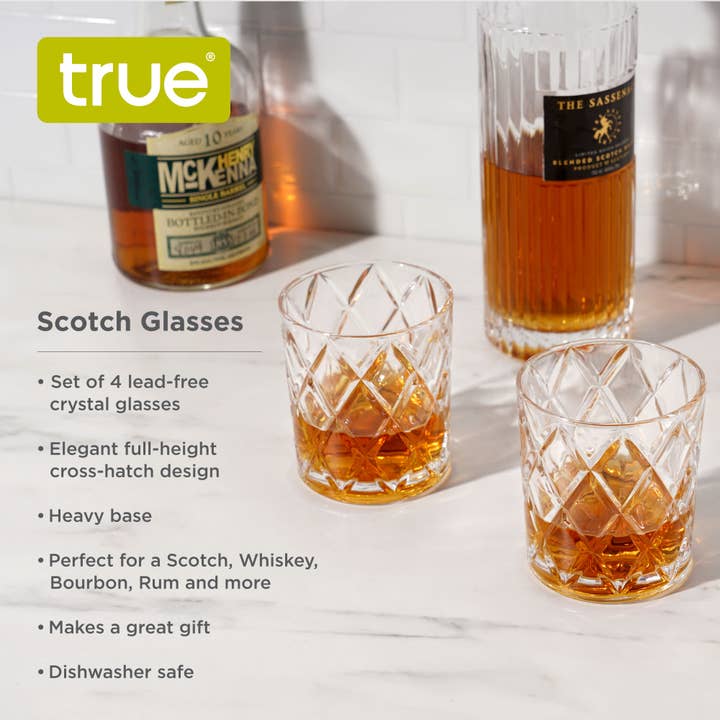 TRUE - Wholesale Cocktail/Liquor Glass - Diamond Faceted Crystal Whiskey Glasses Set of 44