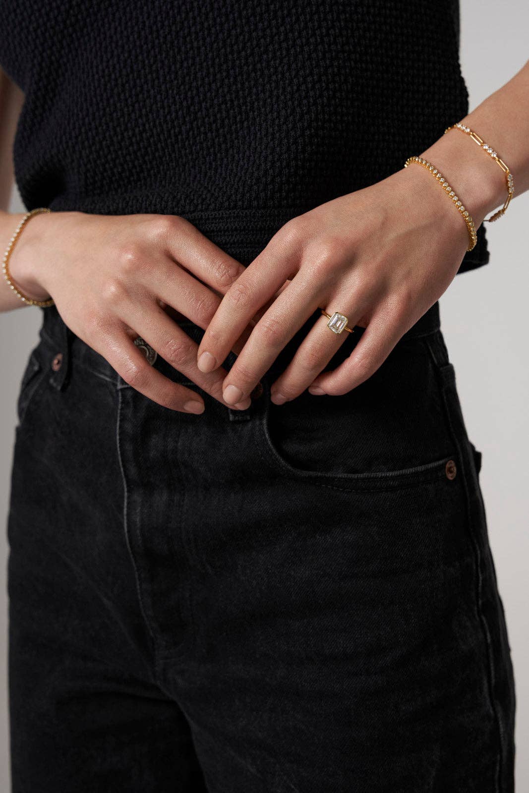 El&Elle - Wholesale Single Stone/Solitaire Ring - Bubble Emerald Cut Ring1