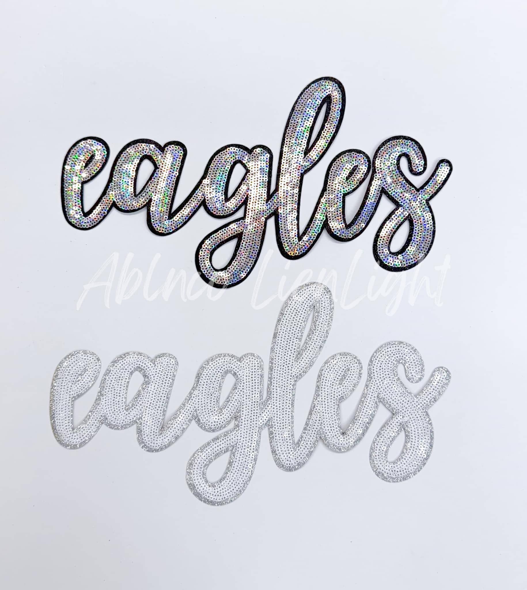 ABLNco - Wholesale Patch - Eagles Cursive Letter Mascot Gameday Sequins Patch
