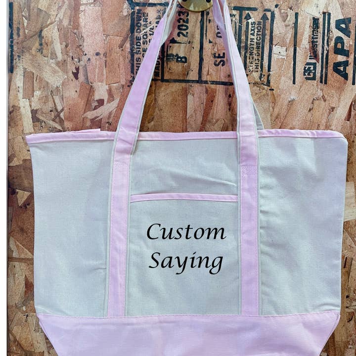 Custom Pink Tote Bag-Embroidery for wholesale by Vanilla