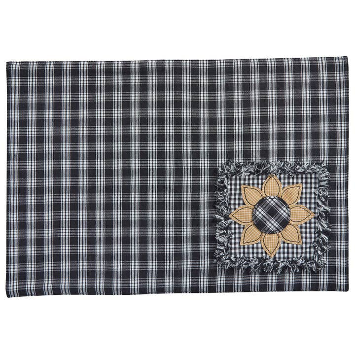 Stafford Sunflower Placemat - Black And Cream for wholesale by Park Designs
