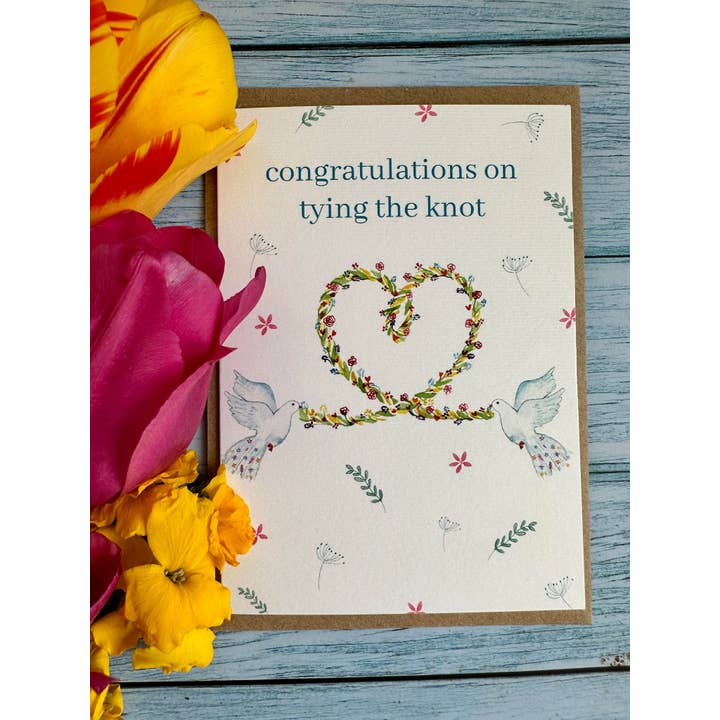 Jen Winnett Eco Artist - Wholesale Wedding Card - Congratulations on tying the knot | Wedding Eco Card