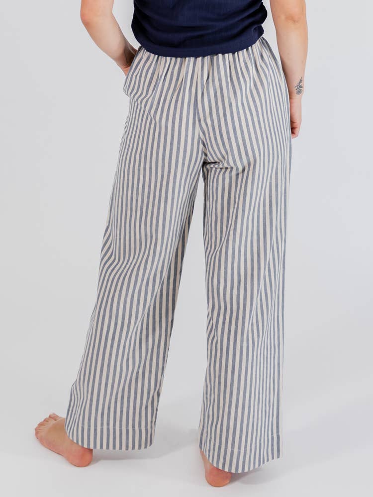 Mata Traders - Vente Pantalon – femme - Pantalon Emmy à rayures fines avec cordon bleu2