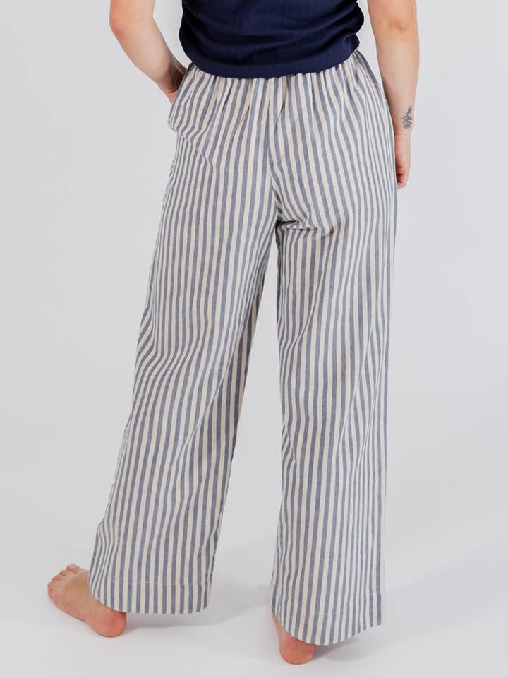Mata Traders - Wholesale Pants - Women's - Emmy Drawstring Pant Pinstripe Blue2