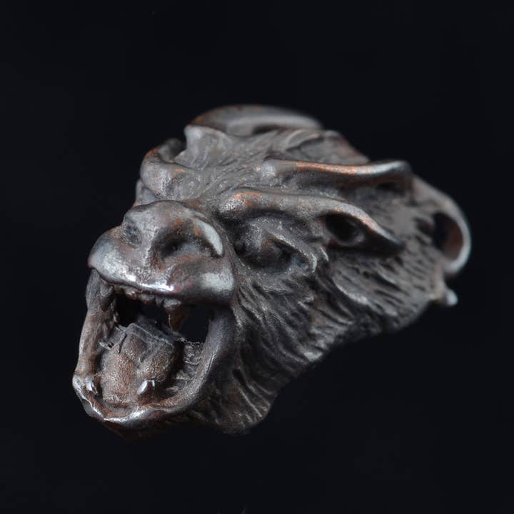 Dragon Head Pendant by Bob Burkett in Shibuichi for wholesale by Tiger Tiger Beads LLC