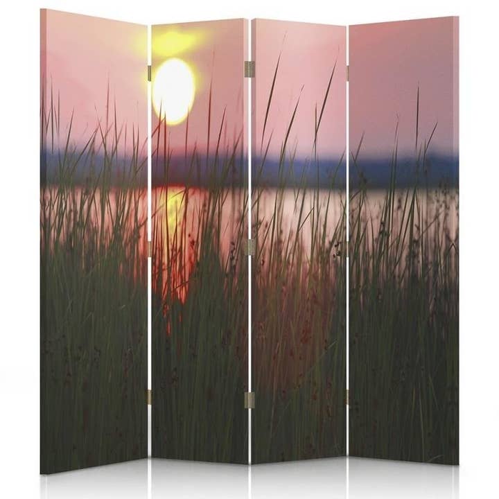 Séparateur de pièce en 4 parties coucher de soleil sur un lac pour la vente par Motivartdesign
