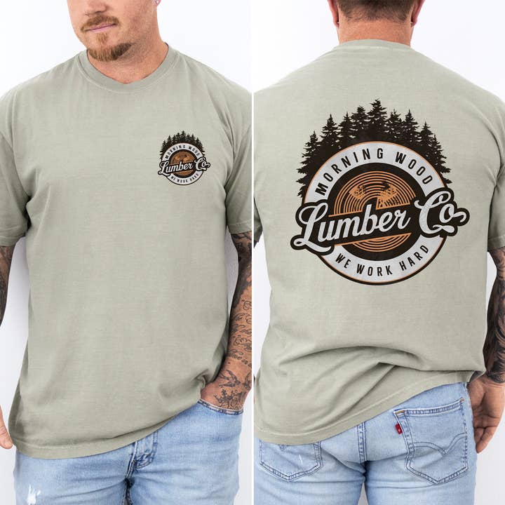 Morning Wood Lumber, Funny, Dad Father's Day Husband T-Shirt for wholesale by Refinery Number One LLC