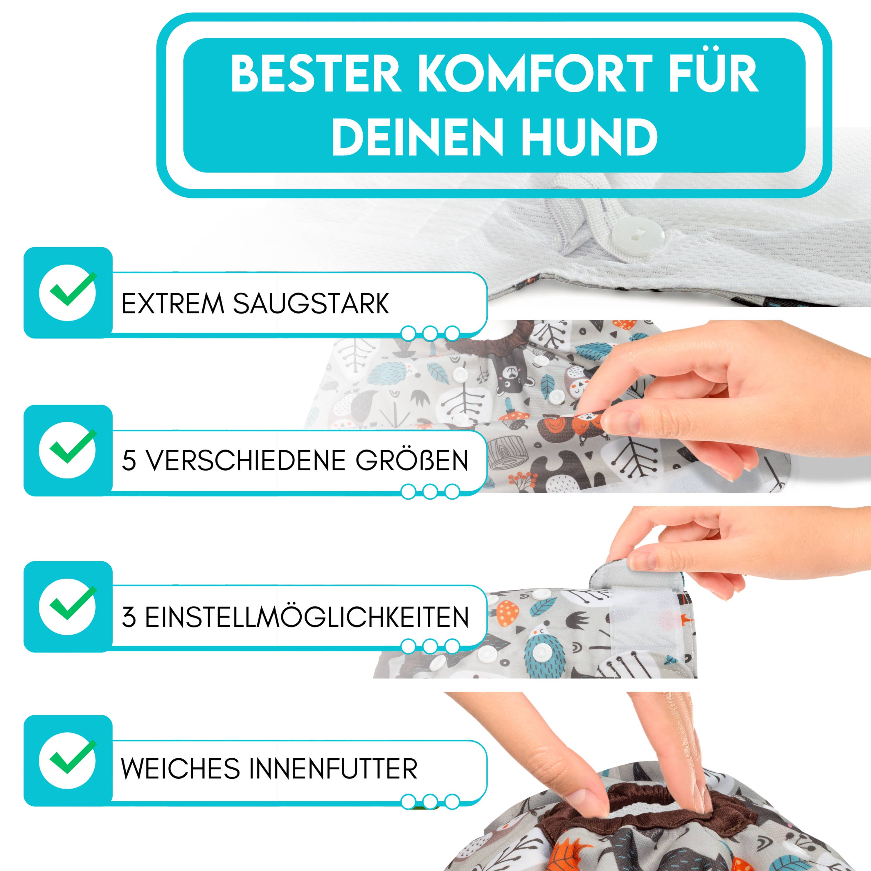 H.I.K. GmbH - Wholesale Pet Diaper - Dog - DOG IS KING 3x Absorbent Dog Diapers Female (Forest Animals)1