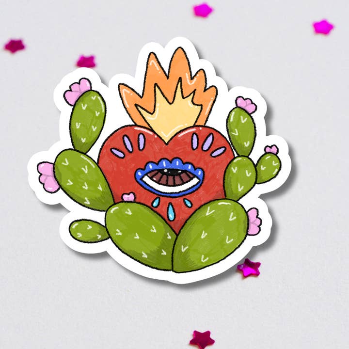 Vinyl-Aufkleber „Cactus Sacred Heart“ für den Großhandel von Get Stoked
