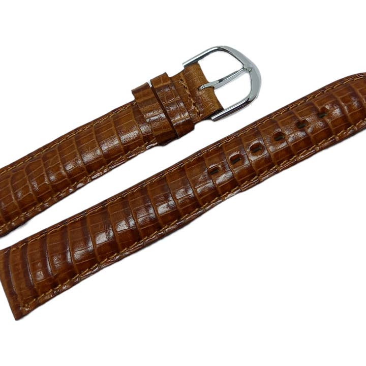 18 mm brown G téju dombé couture TST leather watch strap for wholesale by BRACELETS MONTRE ACH
