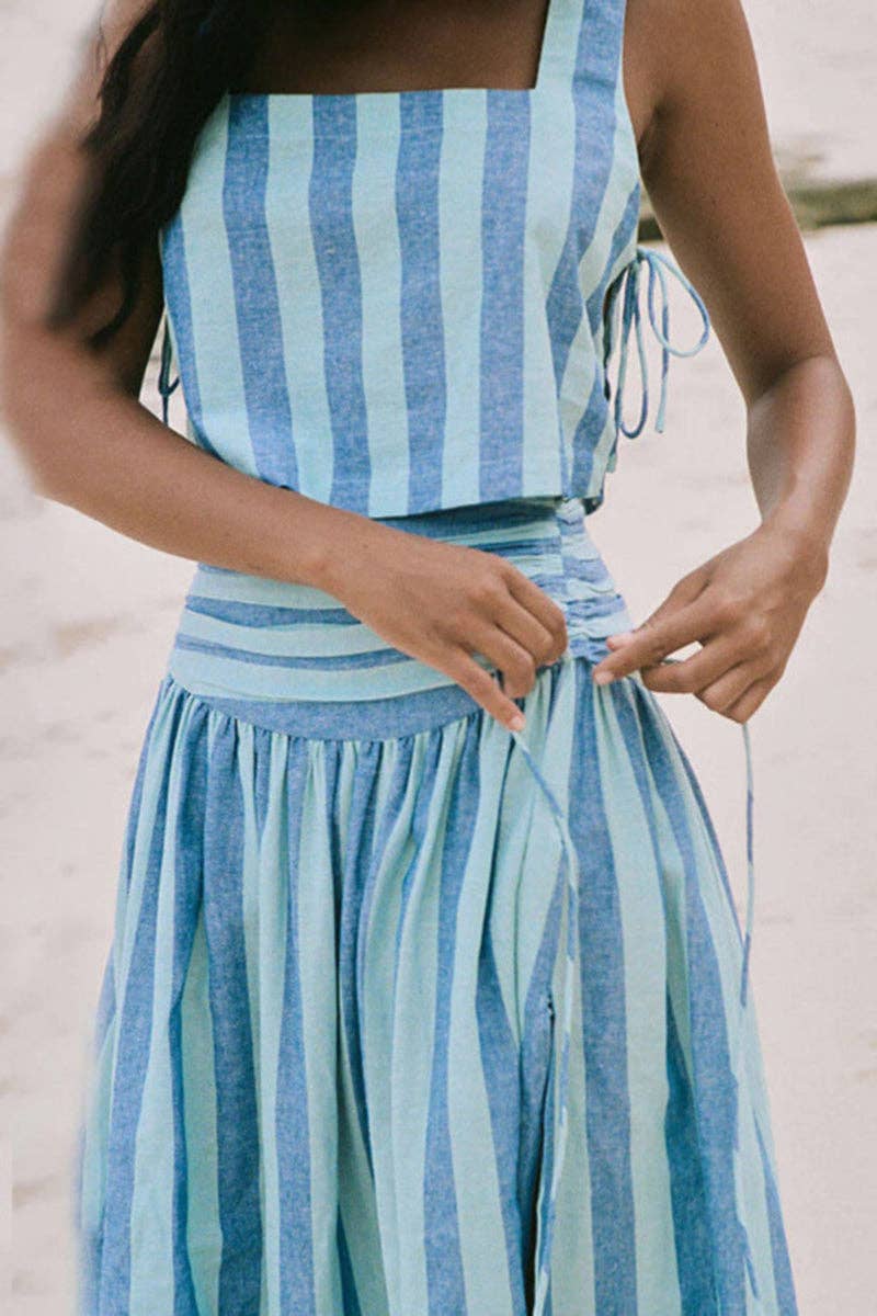Mccolin - Vendita all'ingrosso Completo top e gonna - Donna - Completo a righe con gonna a due pezzi2