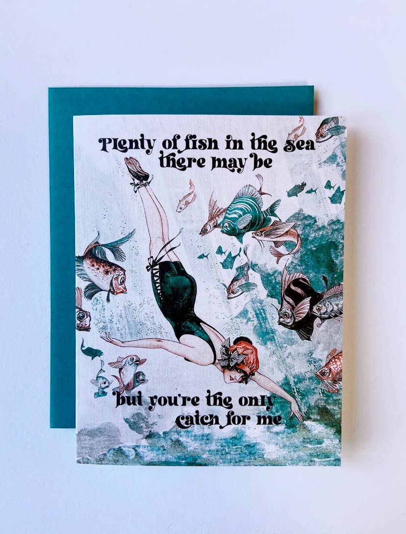 Art Deco Plenty of Fish Vintage Love Card for wholesale by The Twentieth