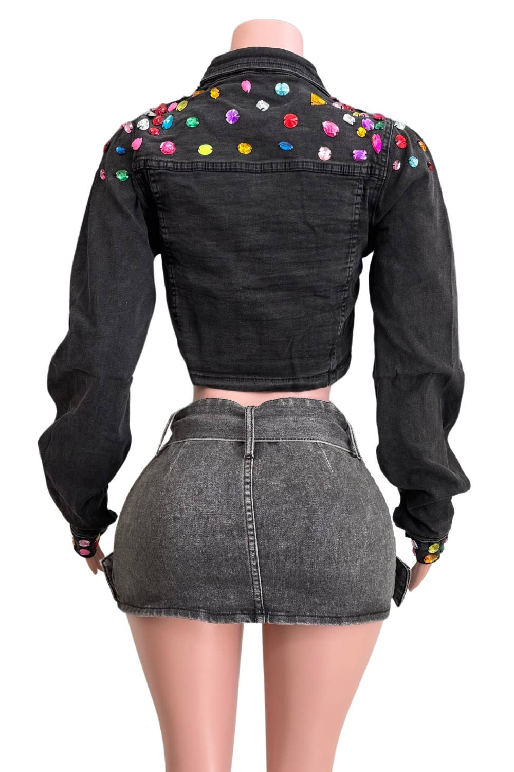 NEWGENS - Vendita all'ingrosso Giacca di jeans - Donna - Giacca di jeans con coulisse e strass NT1048A7