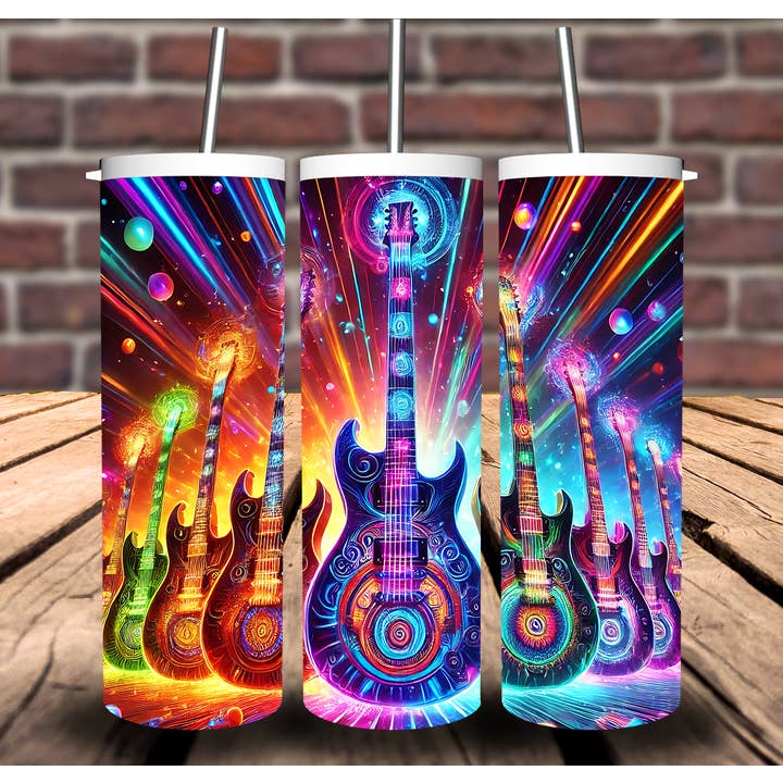 Música de Guitarra Neon Copo de Sublimação 20oz 30oz por atacado de Sweet Tees