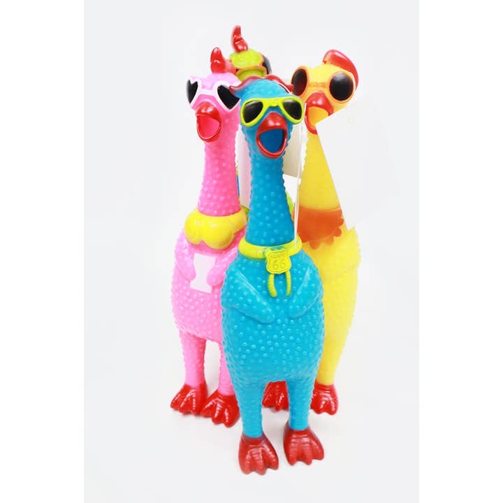 MIX COLOR Rubber Chicken Squeaky Toy for wholesale on Faire