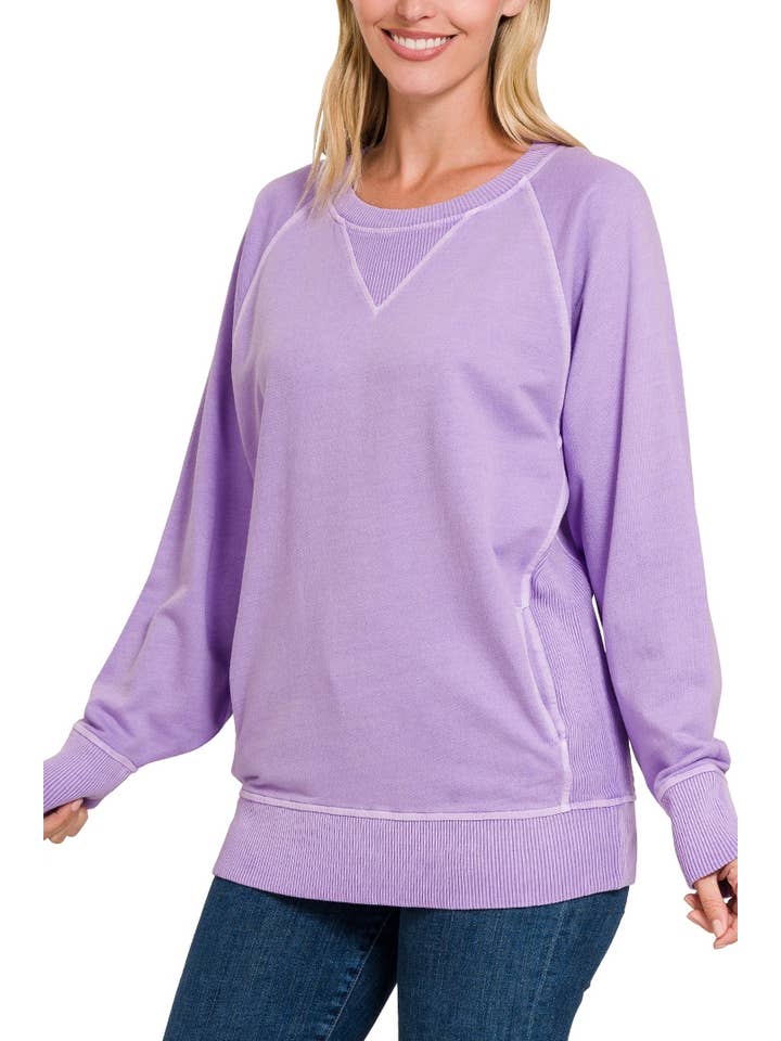 Vanilla Monkey - Wholesale Sweatshirt - Women's - Pigment Dyed French Terry Pullover with Pockets
