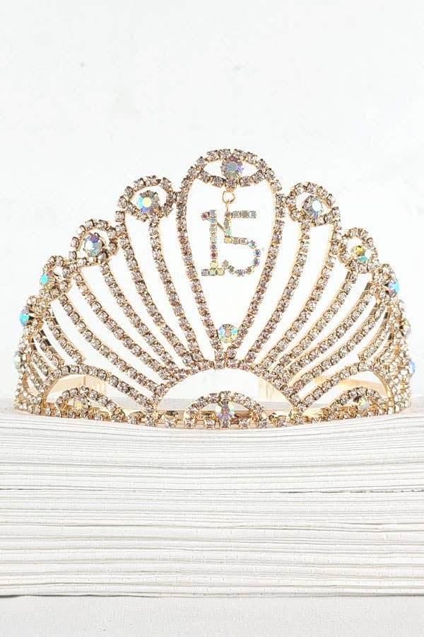 Chicas - Wholesale Tiara - Dames - Quinceanera tiara met juwelen en hanger, 15-delig, HT9084