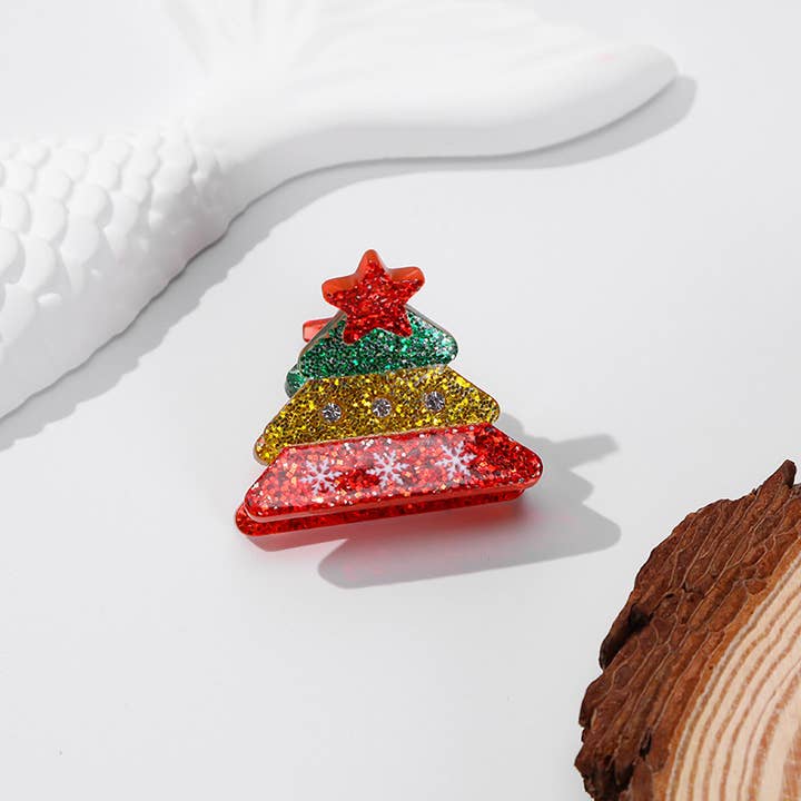 SoapElenGlen - Wholesale Hair Clip - Women's - Festive Christmas Tree & Santa Hat Hair Clips