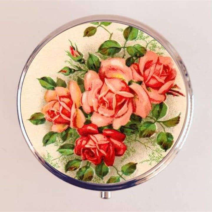 Rose Flower Pill Box Case Pillbox Holder Trinket Box Flowers Romantic Valentine's Day for wholesale by FringePop