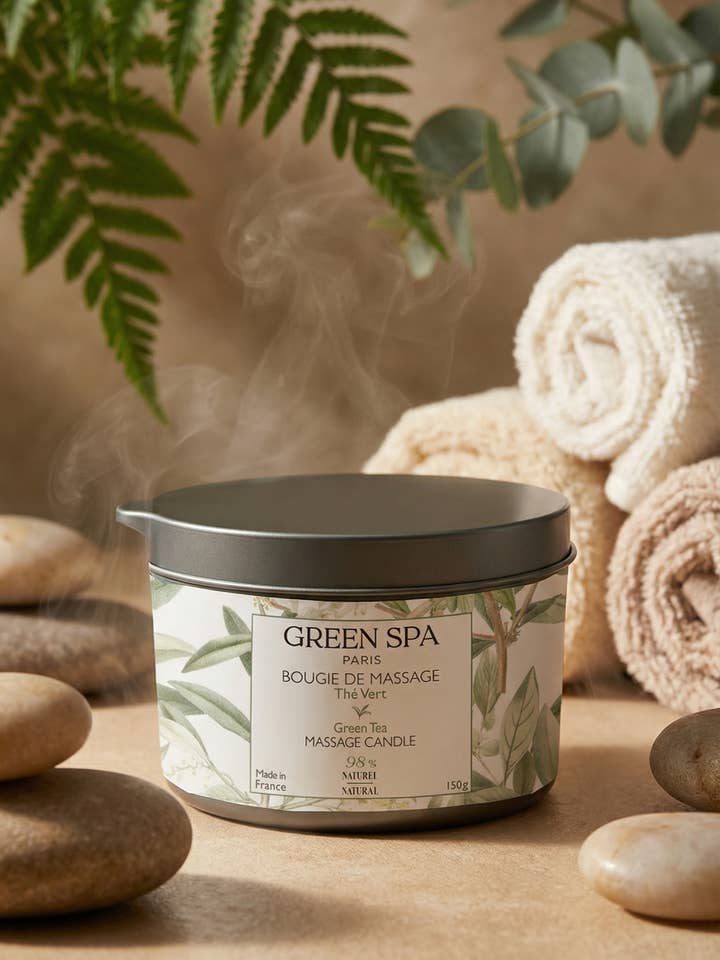 Bougie de Massage Thé Vert 150 gr pour la vente par Green Spa