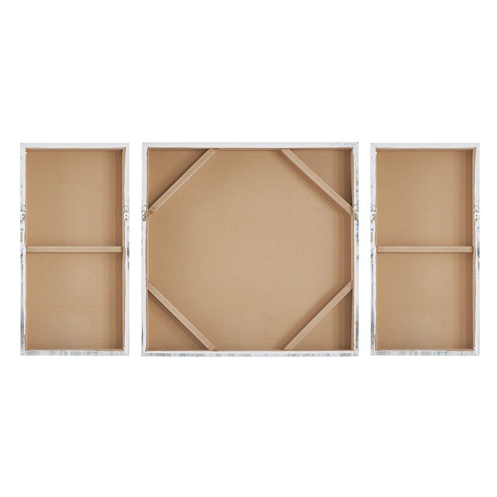 Olliix - Vente Set d'éléments de galerie photo - Art mural 3 pièces paysage abstrait feuille d'or4