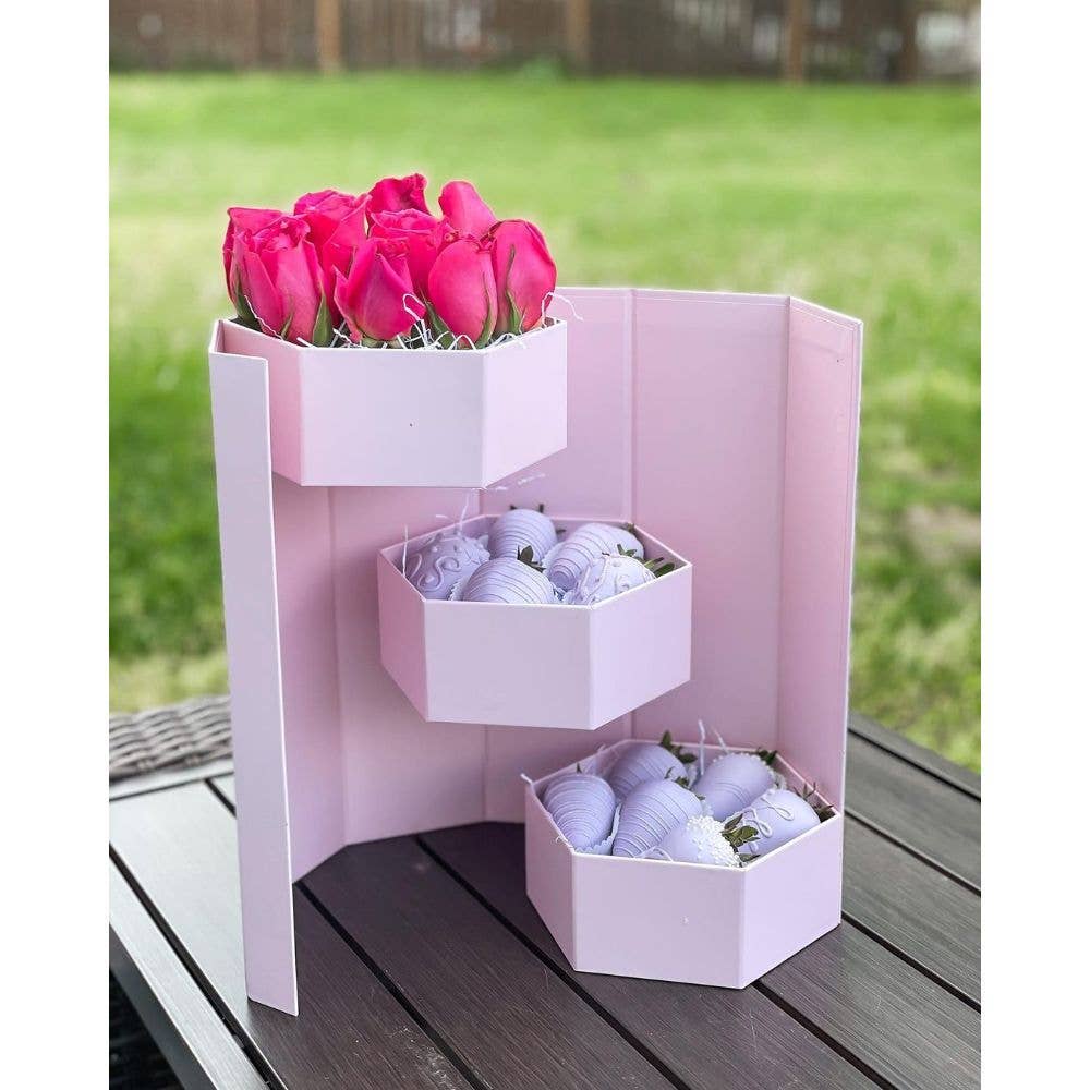 UNIKPACKAGING - Wholesale Gift Box - Hexagon 3-Tier Surprise Flower Gift Box with Lid8