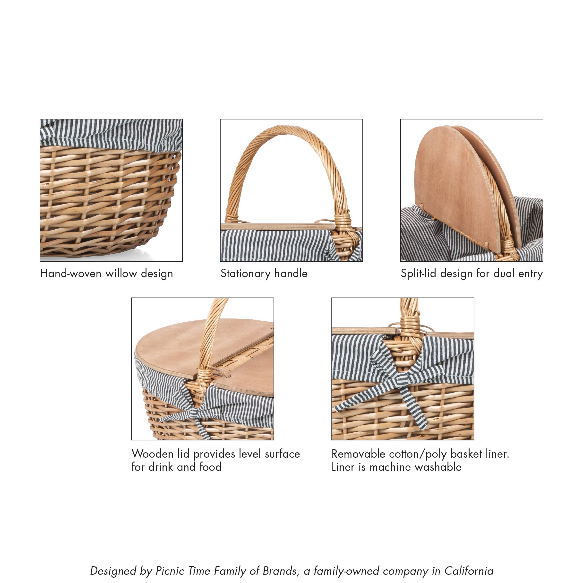 Picnic Time Family of Brands - Wholesale Picnic Basket - Country Vintage Picnic Wicker Basket12