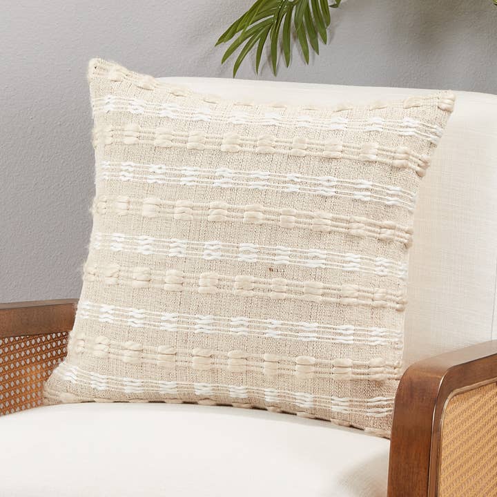 Pillow With Woven Stripe Design for wholesale by Saro Lifestyle