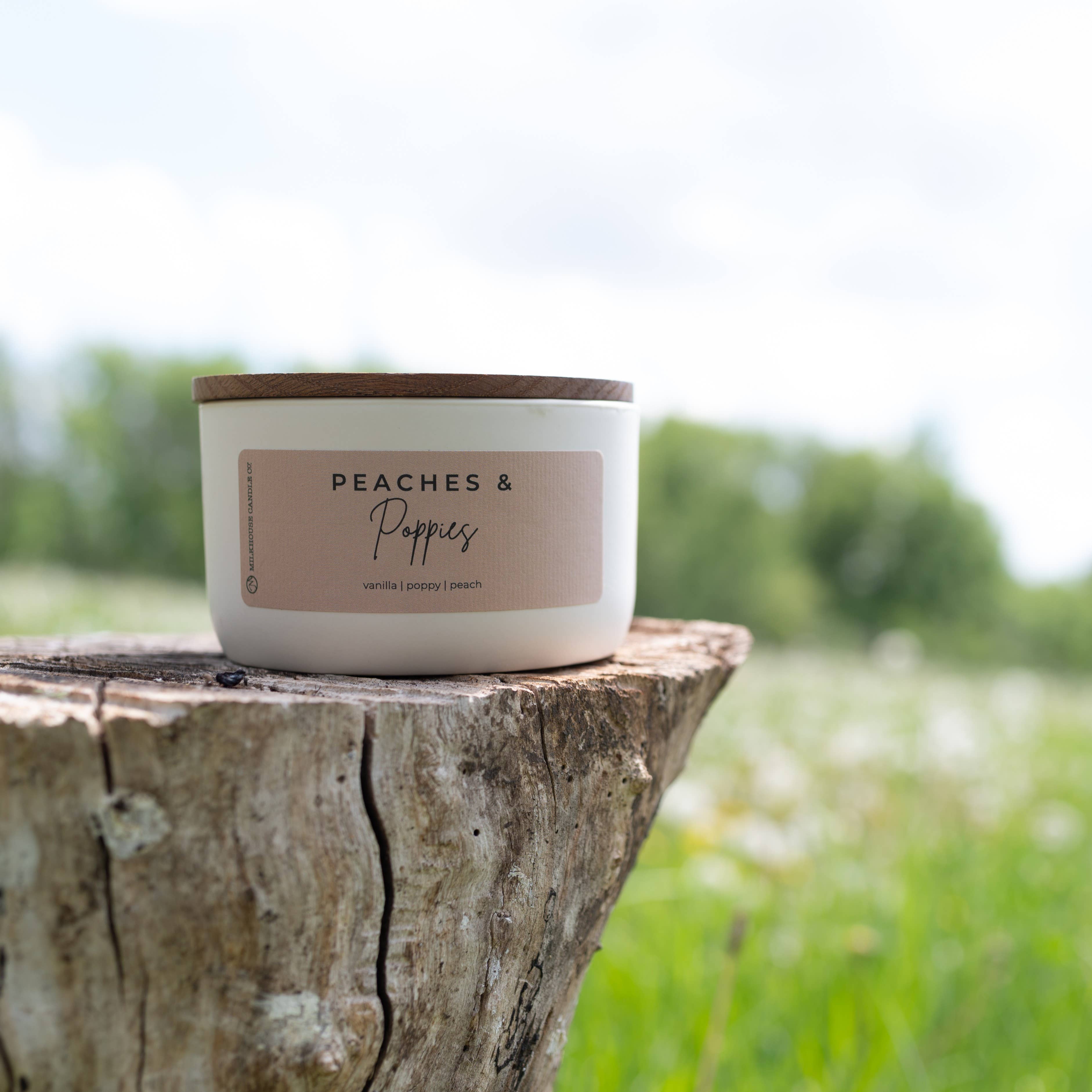 Milkhouse Candle Company - Wholesale Jar/Filled Candle - Peaches & Poppies | 10 oz Signature Statement Candle2