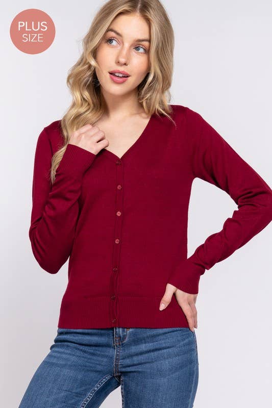 Active Basic | Active USA - Vendita all'ingrosso Cardigan - Donna - [TAGLIA FORTE] Cardigan Maglione con Scollo a V e Bottoni a Maniche Lunghe8