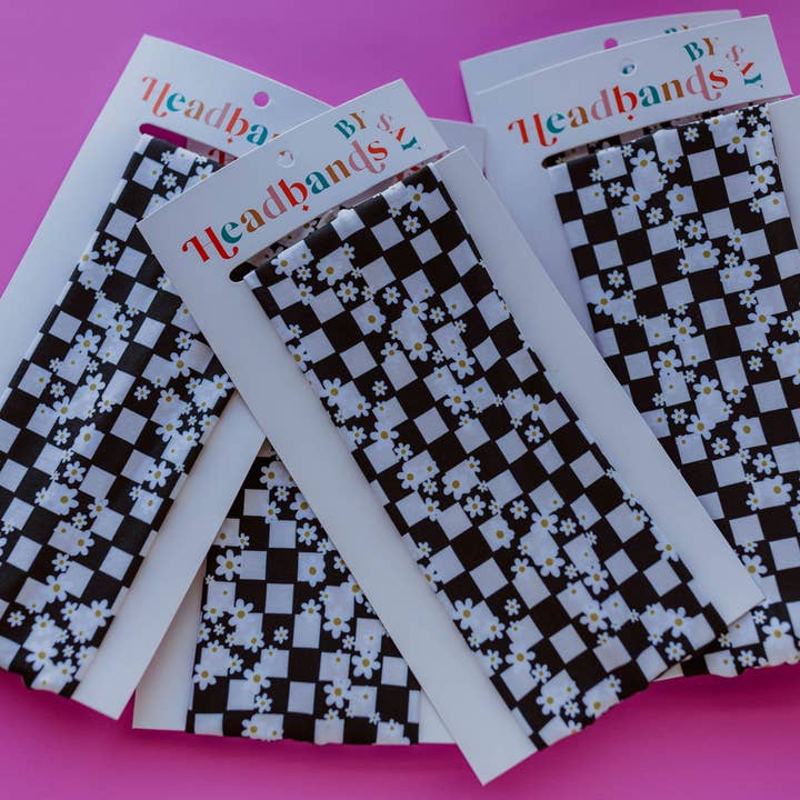Diadema con diseño de margaritas a cuadros para venta al por mayor de Headbands by SAY