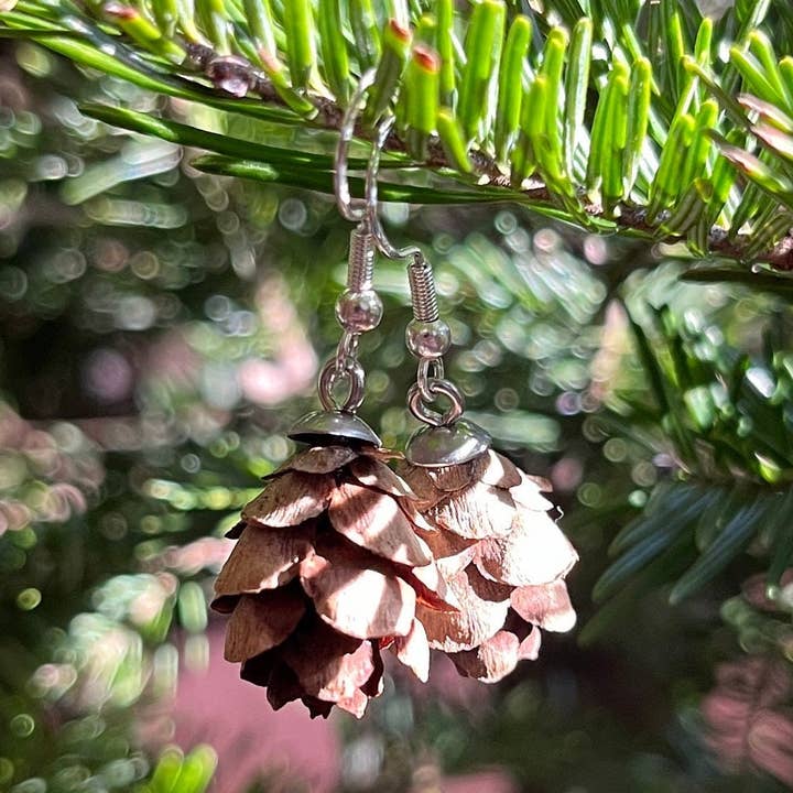 Pine Cone Dangle Earrings for wholesale by Sageware
