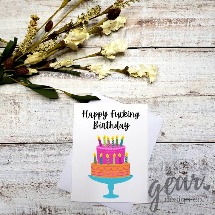 Glad Jävla Födelsedag Tårtkort för wholesale av Gearhart Design Co.