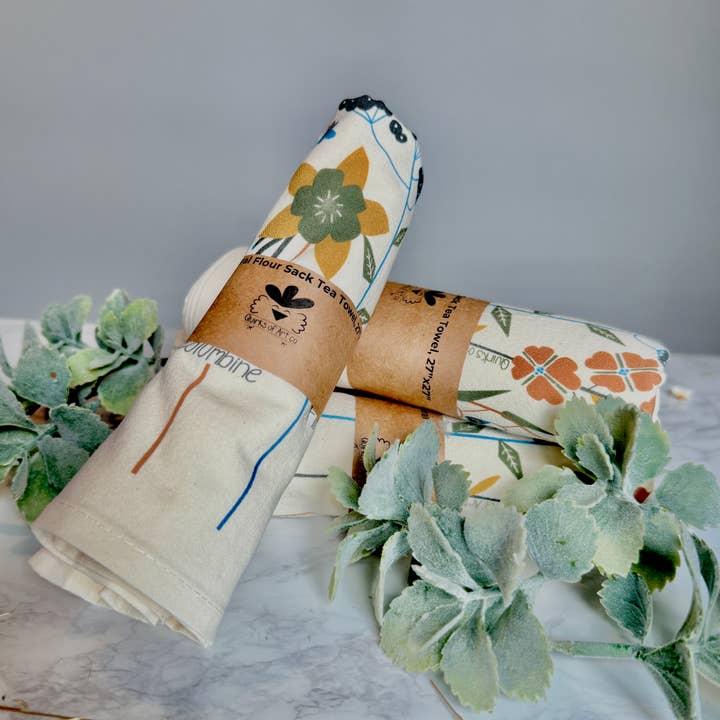 Quirks of Art co. - Wholesale Tea Towel - Flour Sack Tea Towel | Wildflowers | Seed Packet8