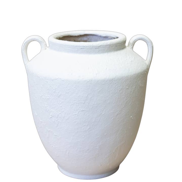 Conteneur en céramique CM148 avec poignées 13,5" x 13,5" x 16" PK 2 pour la vente par Myrians Home Decor