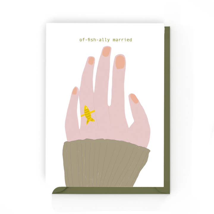 Of-fish-ally Married - Blank A6 Love Card (3 Tones) for wholesale by Olive and Clive